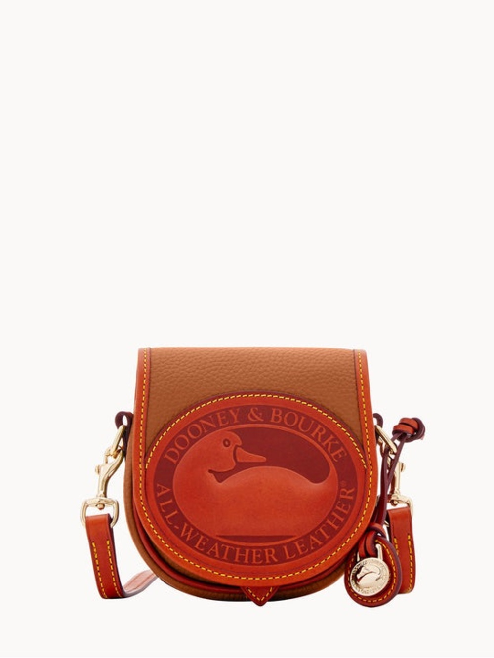 Dooney & Bourke Brown and Tan Leather Crossbody Saddle Bag